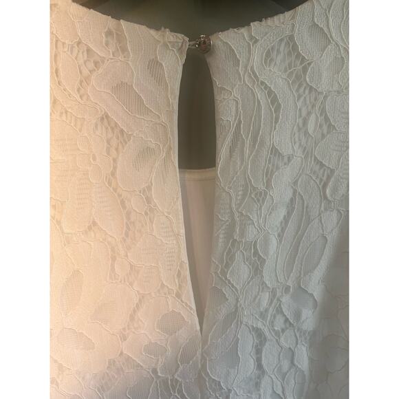 Tommy Hilfiger Sleeveless White Floral Lace A-Line Dress, Size 6 - Picture 9 of 13